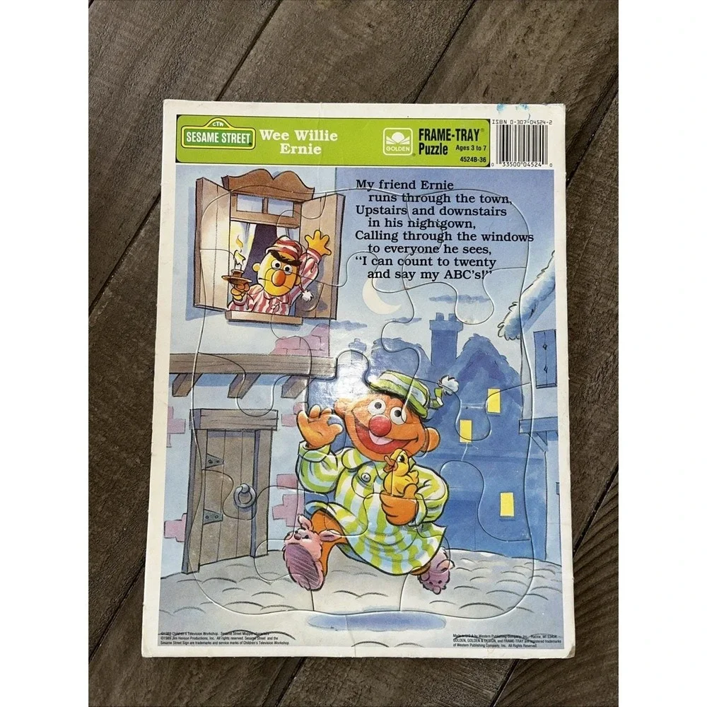 Vintage SESAME STREET Golden Frame Tray Puzzle1989 Elmo, Cookie, Grover, Grouch